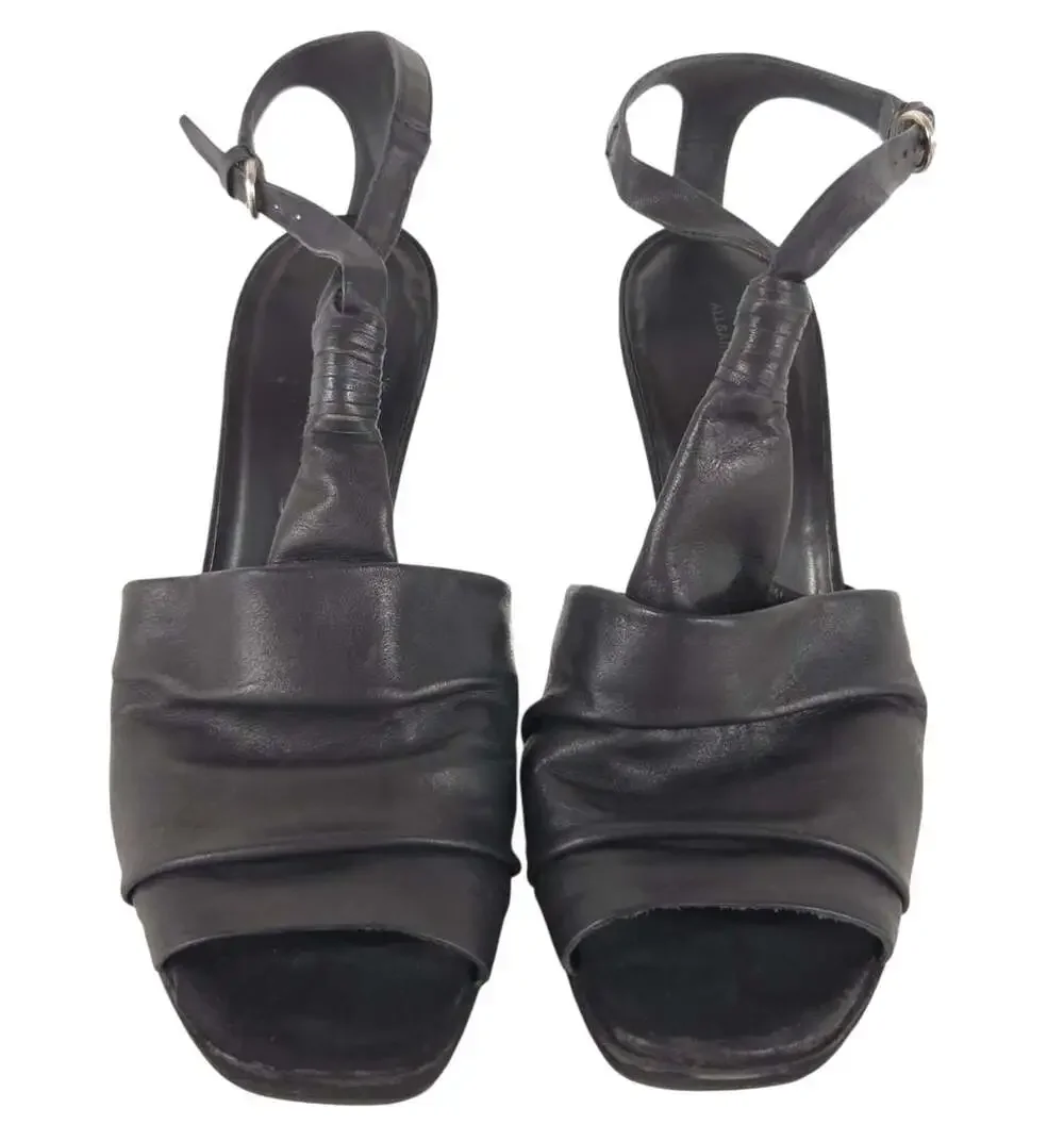 AllSaints Gamma Perspex Sandals US 9 EU 39 Womens Black Wedge Heel $250